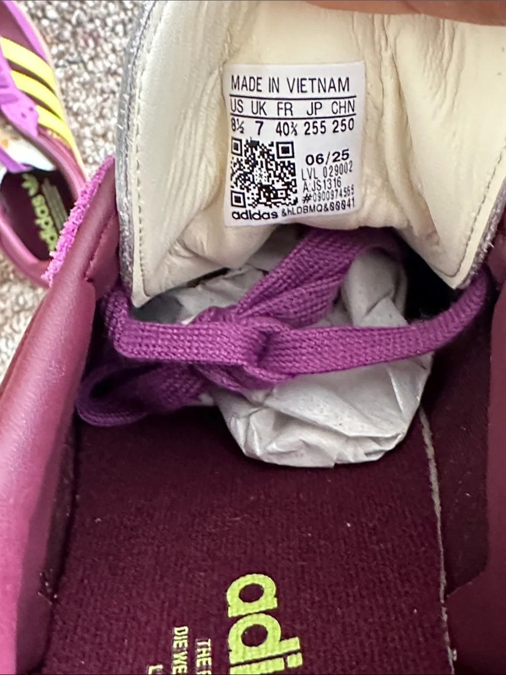 adidas samba Purple and Neon Yellow Suede Low-Top Sneakers